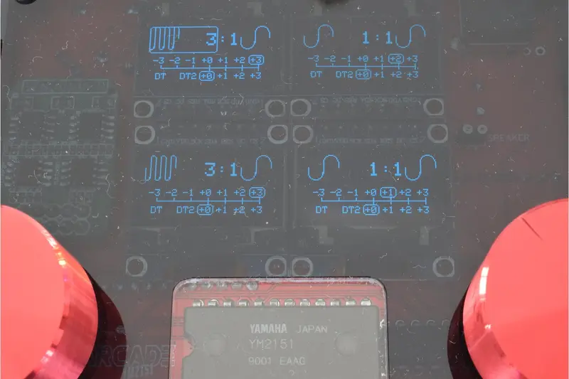 DAFM Arcade synthesizer with its distinctive interface