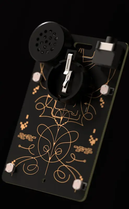 Ear Modular Solar Sound Card in hand