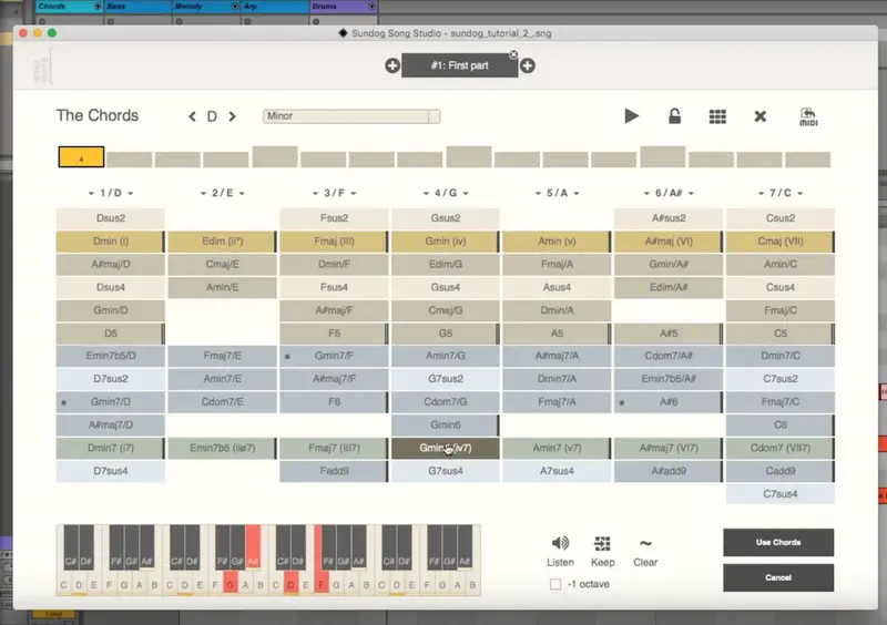 Sundog Song Studio chord view