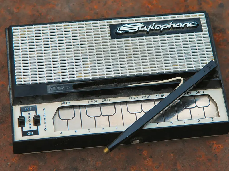 The Stylophone S-1 shown from above with its controls
